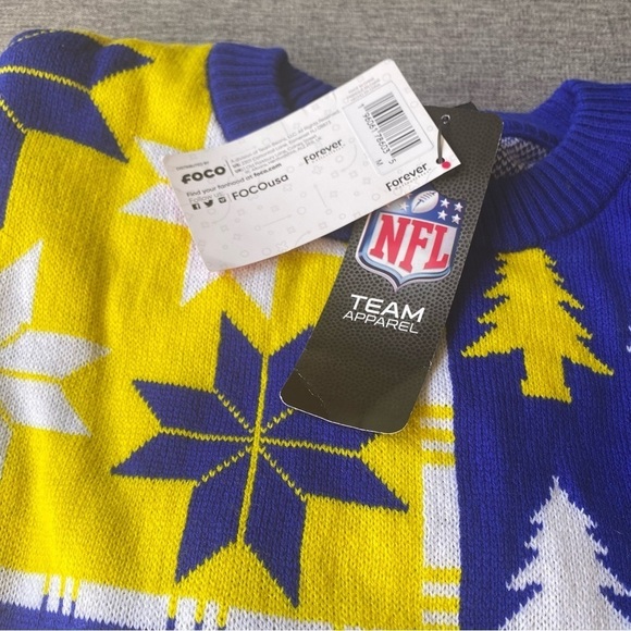 Los Angeles Rams Busy Block Snowfall Sweater, Medium - Picture 6 of 12